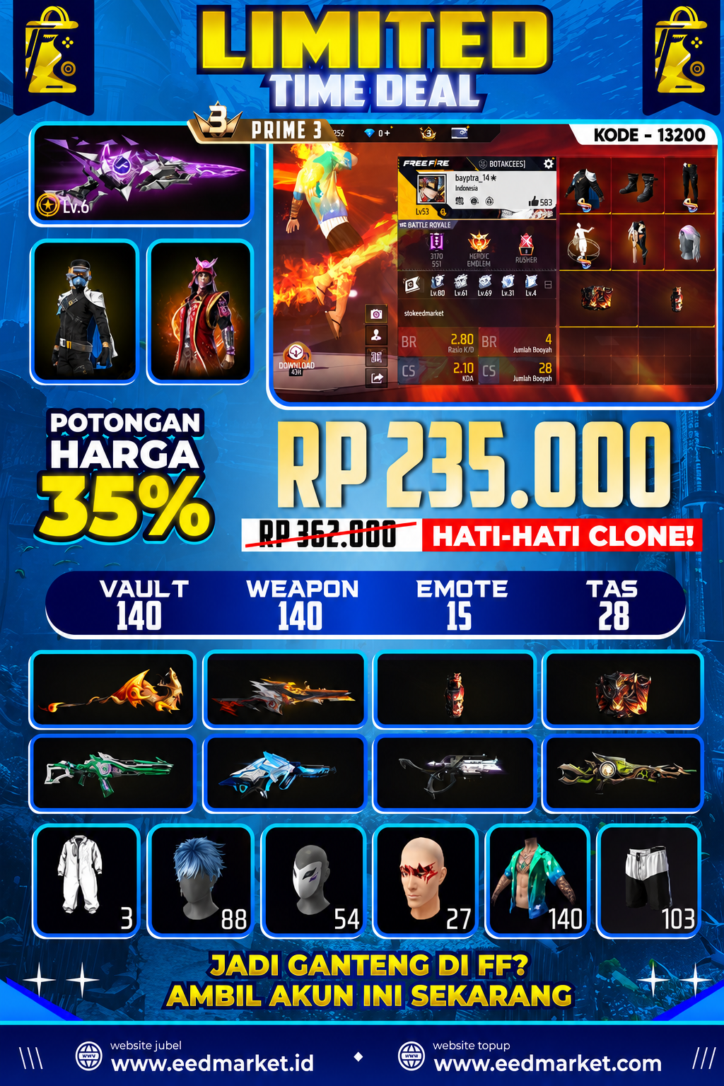 SG EVO LVL 6 TW MAX SKIWING ON ANIMASI KEDATANGAN ON VAULT 140 PRIME 3