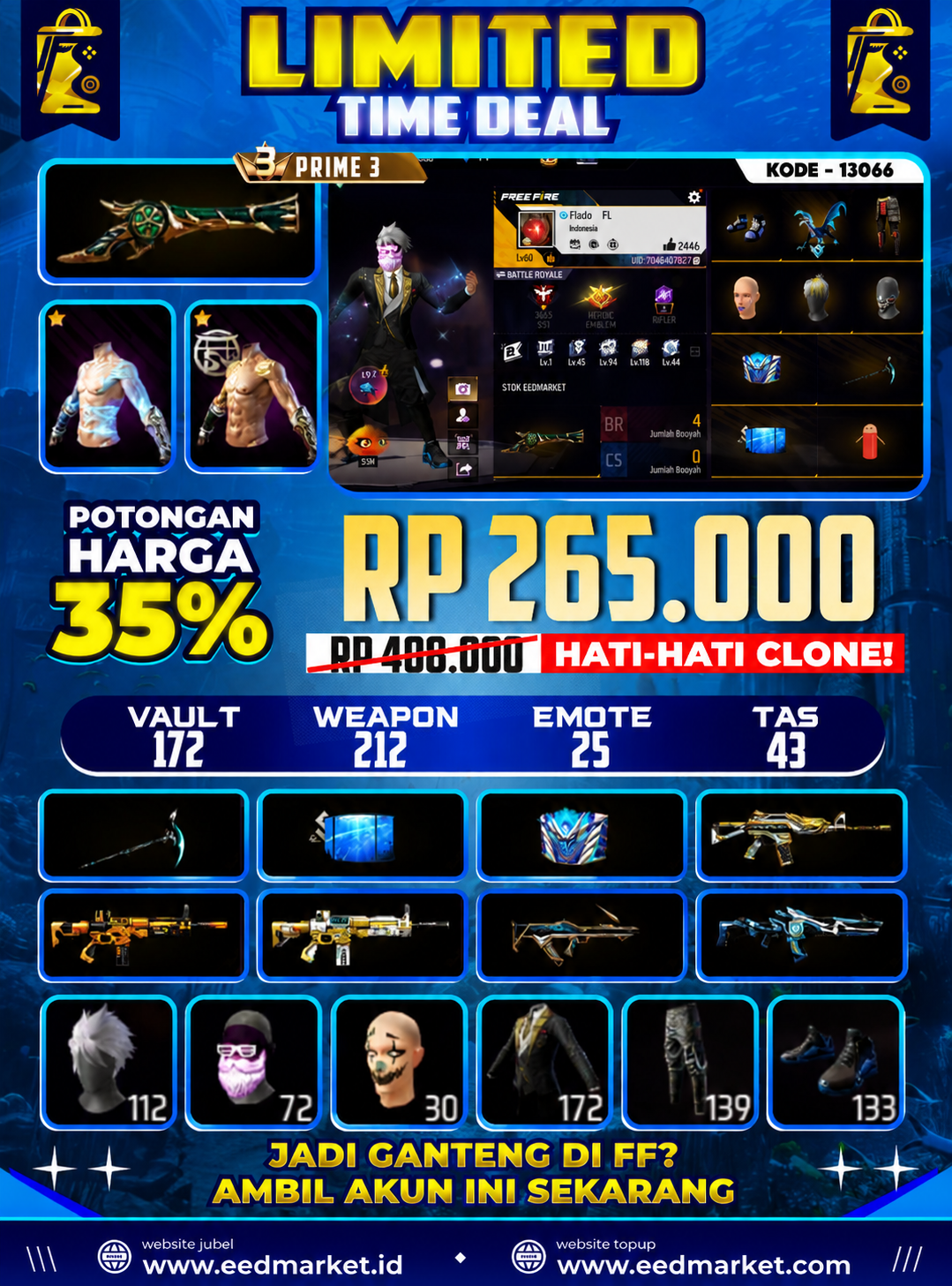 SG TEROMPET  RAMBUT KAKASHI BUNDLE YIN YANG