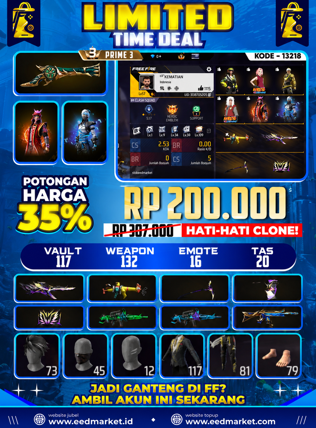 Sg Trompet  Kakashi Hitam Bundle Jiraiya Vault 117 Prime 3