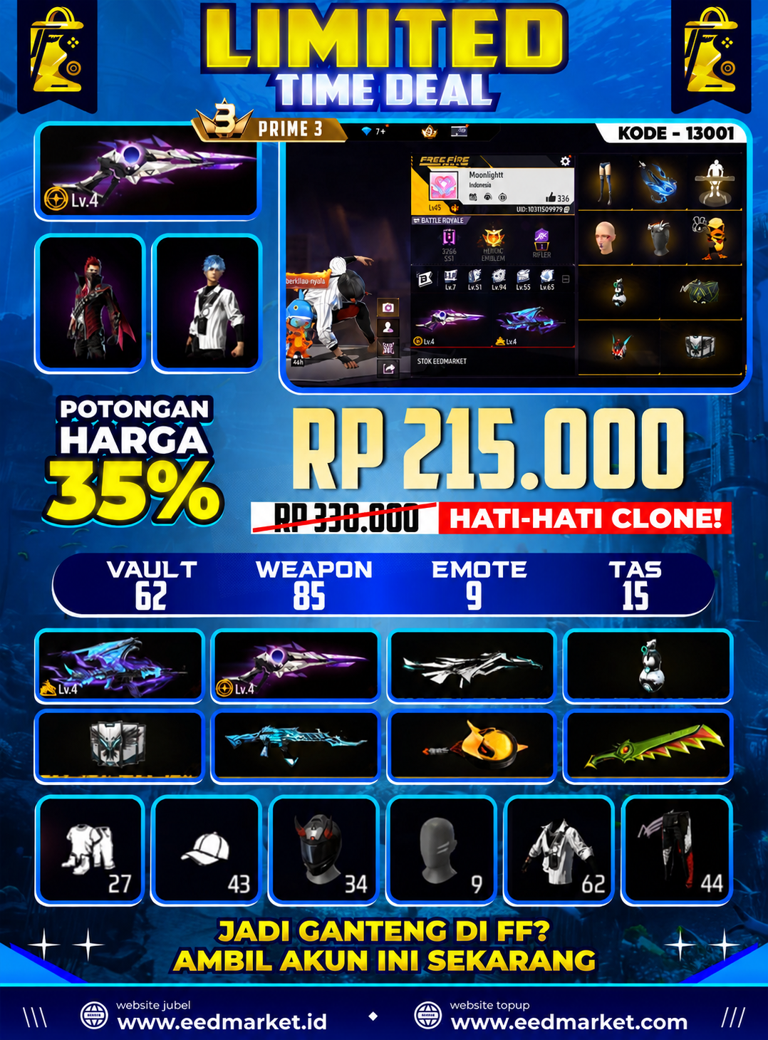 PRIME 3 AK47 EVO LVL 4 SG EVO LVL 4 CELANA ANGEL MERAH ANIMASI SKY WING BERENANG AKUN LVL 45 SENJATA 85