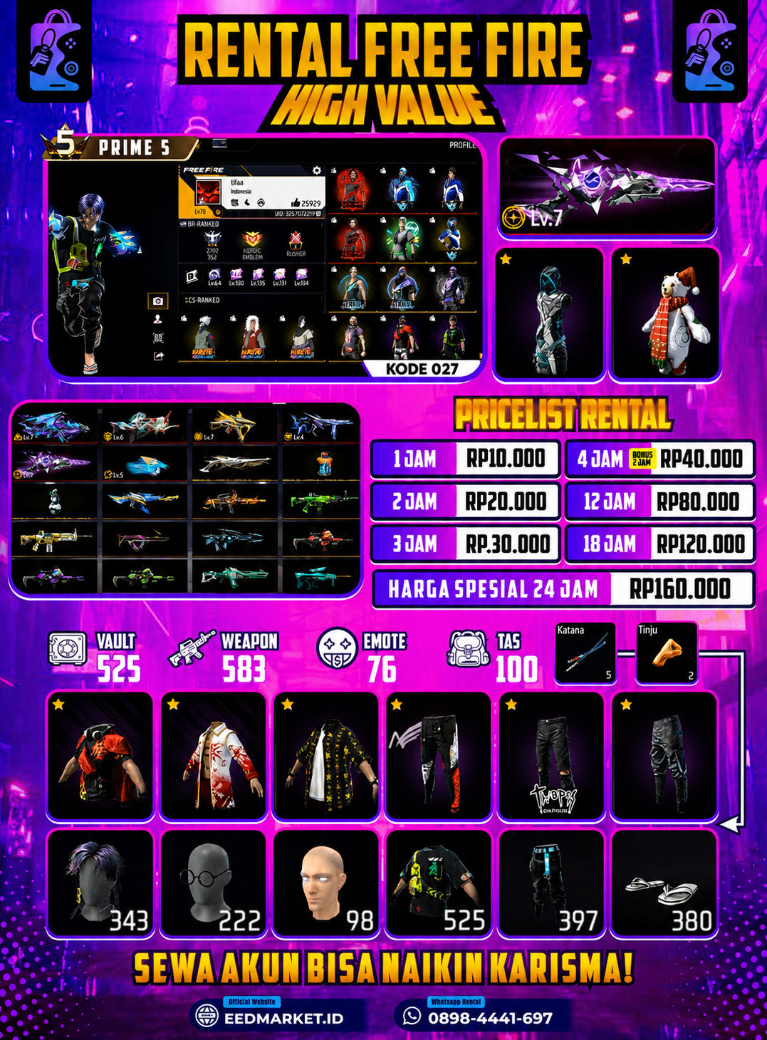 FF 027 - SG EVO LV MAX MAX 5 RAMBUT KAKASHI ANGEL MERAH